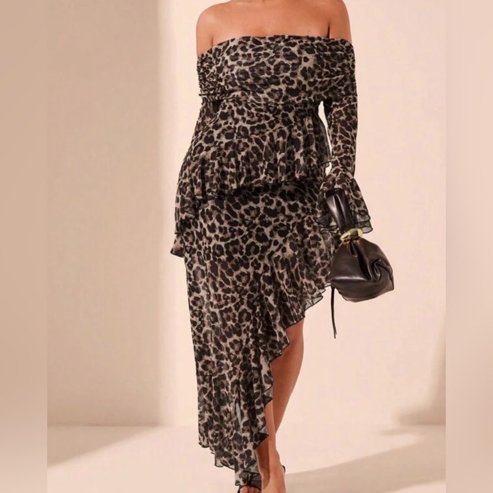 Leopard Print Women's Asymmetrical Dress - Picture 2 of 6